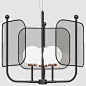 Papilio Suspension Light - Property Furniture : Lighting collection with beautiful mesh painted metal frame with white Murano triplex glass diffuser. The collection includes: chandeliers, suspension, wall, table and floor lights. Light Bulbs: E12, 40 W Ma