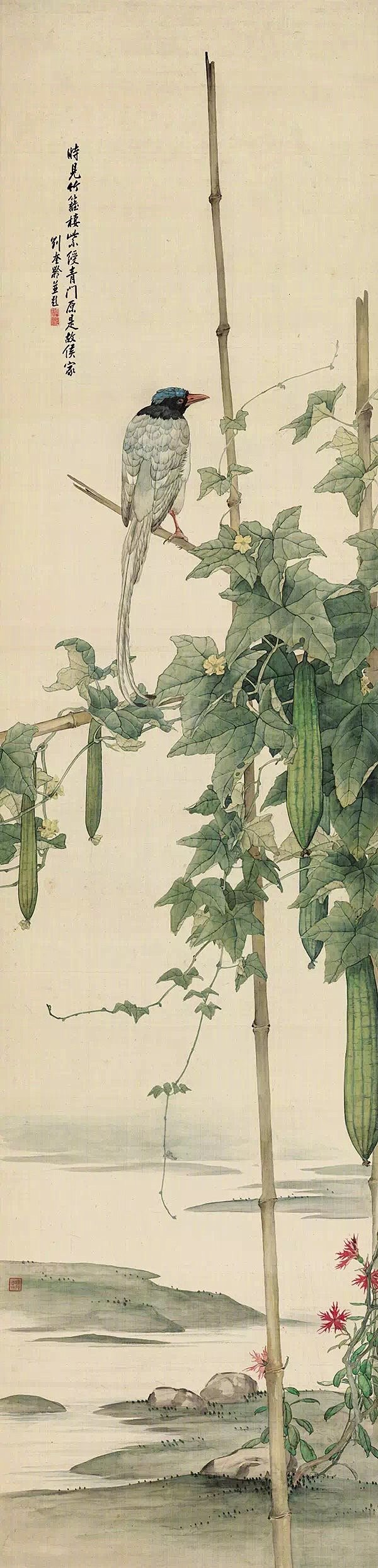 经典之作，刘奎龄绘《花禽十二条屏》作品。...