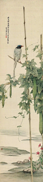 经典之作，刘奎龄绘《花禽十二条屏》作品。分页欣赏。#书画# ​​​​