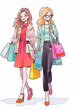 双十一手绘插画卡通人像矢量素材