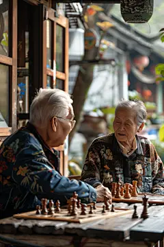 老人公益项目相伴下棋图片