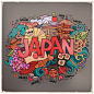 日本旅行特色景点元素建筑水墨彩和风浮世富士山鸟居图纹矢量素材-淘宝网