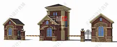 欧式新古典大门入口岗亭门廊住宅sketchup SU模型门头英式地中海-淘宝网