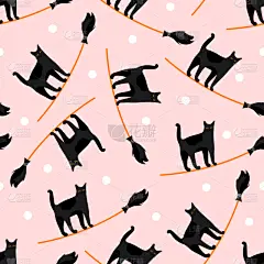 可爱的,四方连续纹样,猫,扫帚,计算机图标,传统,纺织品,壁纸,问候