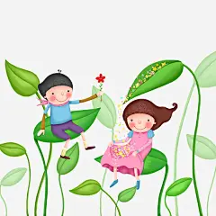 儿童人物插画设计免抠素材 叶子 设计图片 免费下载 页面网页 平面电商 创意素材 png素材