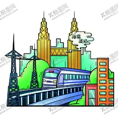 重庆海棠溪轻轨手绘插画元素图 【酷图网】重庆,文旅,旅游,海棠溪,轻轨,地铁,手绘,插画,文创插画,元素,