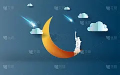 纸,高雅,三维图形,半月,美术工艺,可爱的,暗色,午夜,云,壁纸