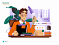 Organized businessman in office - vector illustration character d