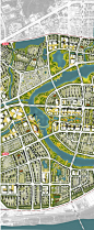 ps滨水城市规划彩平图psd素材城市规划总体设计彩色总平图psd素材