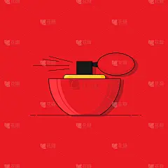 现代,香水瓶,平坦的,贺卡,魅力,华丽的,红色,专业人员,华贵