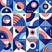 Cosmic Geometry Pattern space astronaut cosmic simple shapes minimal line layout geometry pattern colors clean