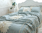 韩国代购 美式床上用品四件套 婚庆床罩套件 1米8蓝色纯棉床品-淘宝网
