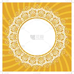 白色蕾丝桌布在一个橙色的背景与射线