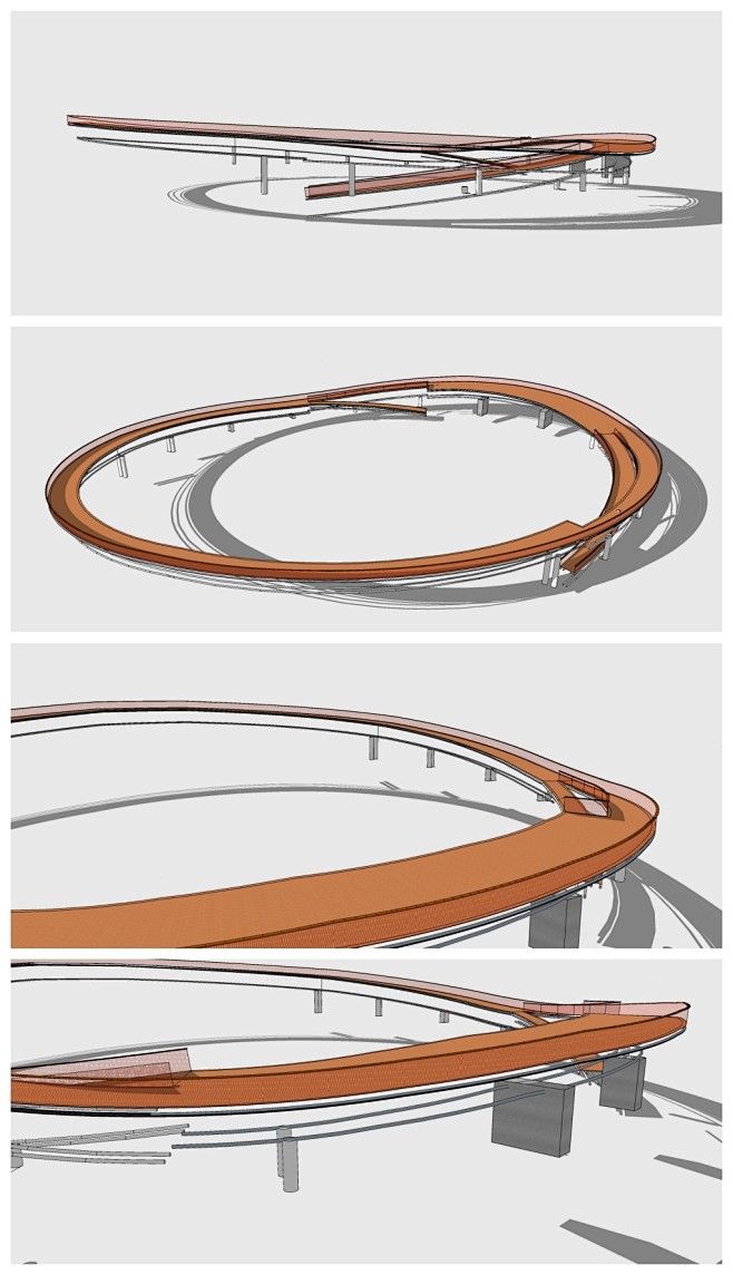 SU大型圆环构筑物景观桥人形天桥模型