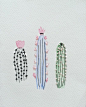 Embroidered watercolour cacti.: 