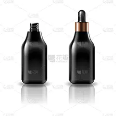 空白黑色方形化妆品瓶与黑色滴管盖美容或健康产品。
