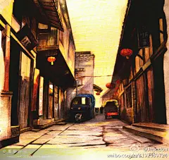 彩铅 风景 手绘 插画