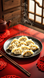 美味背景饺子节日美食餐饮节气配图