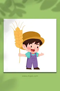 娃手绘芒种节气元素插画