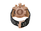 Glam Rock 46mm Rose Gold Plated Chronograph Watch with Black Perforated Saffiano Strap