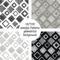 一套无缝矢量几何图形与不同的几何图形，形式。彩色无尽的背景与手绘纹理几何图形。图形的矢量图