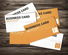 黄色英文名片木质背景贴图样机 (2)