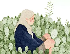 越南插画师Xuan loc Xuan：情歌Xuan的插画保留有很多纸张肌理的效果，她擅长画人物，笔下的人物总是显得十分安静，带着一副淡然的表情，画风细腻，每幅画都像极了一首首的未曾唱给人听的情歌。