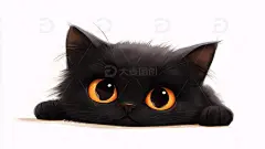 小黑猫插画小猫手绘猫咪1高清模板免费下载-趣麦麦图