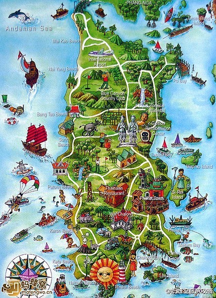 普吉岛的手绘地图