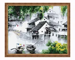 diy数字油画包邮特价 diy手绘油画客厅风景装饰画40*50 梦里水乡-淘宝网