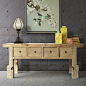 【摆设 新中式家具】中式4屉桌免漆素色实木储物柜餐边古典柜条案