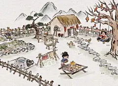 水墨小场景之农家小院 - 小红书