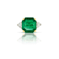 Lot 570 – Platinum, Gold, Emerald and Diamond Ring