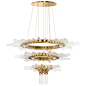 Luxxu Majestic Chandelier in Gold-Plated Brass and Crystal Glass Flute Details For Sale at 1stdibs