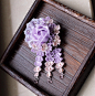 Kanzashi flower rose & sakura  for human barrette ( light purple)