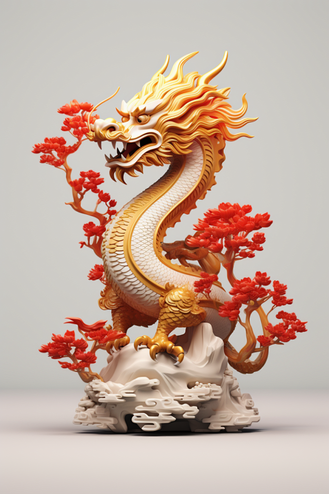 中国龙年新年传统艺术中国龙模型