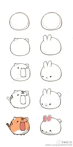 简笔画教学】几组萌萌哒的手绘小动物，喜欢的赶紧收了，一步步跟着学