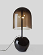 Table lamp with smoked glass shade by DECHEM Studio