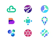 标志标志 2020 年秋季加密货币比特币技术金融科技技术现代充满活力的数字图标图标符号图形设计设计师几何几何设计聪明的创意名片文具品牌品牌标识标志