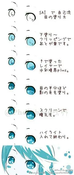 【九种 SAI 手绘眼睛画法教程】眼睛是人心灵的窗口，想要画好并不是一件容易的事，所以一定要多多刻画。转给需要的小伙伴们吧！@Photoshop资源菌
