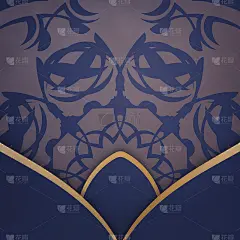 体面的名片深蓝色与希腊金图案为您的联系人。