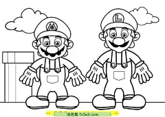 12张超级马里奥和桃子公主有趣的电子游戏卡通涂色大全 | 涂色集，涂色画打印大图 : 超级马里奥系列是任天堂开发的一款经典的平台游戏。以下是几个主要角色的介绍：马里奥（Mario）：超级马里奥系列的主角，是一个意大利水管工，常穿着红色帽子、红色背心和蓝色工作裤。他勇敢、乐观，带着大胡子和宽广的微笑，不断与邪恶的龟龙布泽尔及其 12张超级马里奥和桃子公主有趣的电子游戏卡通涂色大全
