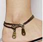bronze zipper design women metal foot chain women by sevenvsxiao