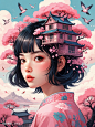写实类色彩插画古籍与书模板 (2)