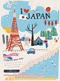 日本,东京塔,可爱的,忠告,旅途,专门技术,图像,多色的,矢量