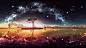 General 1920x1080 colorful fantasy art trees chair clouds space