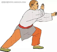 手绘做弓步伸出拳头的练武男子插画|橙色裤子|卡通画|练武|男子|伸出拳头|生活百科|矢量素材|手绘|生活百科家居生活|生活百科生活|家居生活百科家居生活|生活背景食品生活百科
