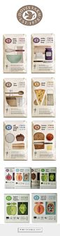 Studio h Doves Farm branding & packaging design curated by Packaging Diva PD. Simple illustration style created for their glu-ten free flour range conveys ease of baking and creating delicious food from recipes on the back of pack.: 