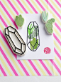 cactus succulent terrarium stamp set. geometric terrarium hand carved rubber stamps. gemstone stamp. birthday scrapbooking. set of 4. no4