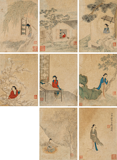 改琦——款【乙酉初夏】仕女人物册页 八帧欣赏 |  清|改琦(1773-1828